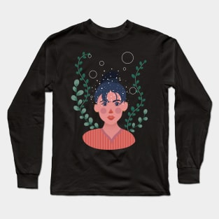 Artsy Girl Illustration Long Sleeve T-Shirt